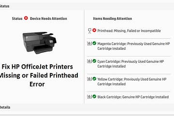 HP OfficeJet Printers Missing or Failed Printhead