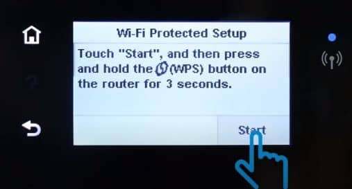 Once you press the WPS button on the router, go to your printer and press continue for wireless connection.